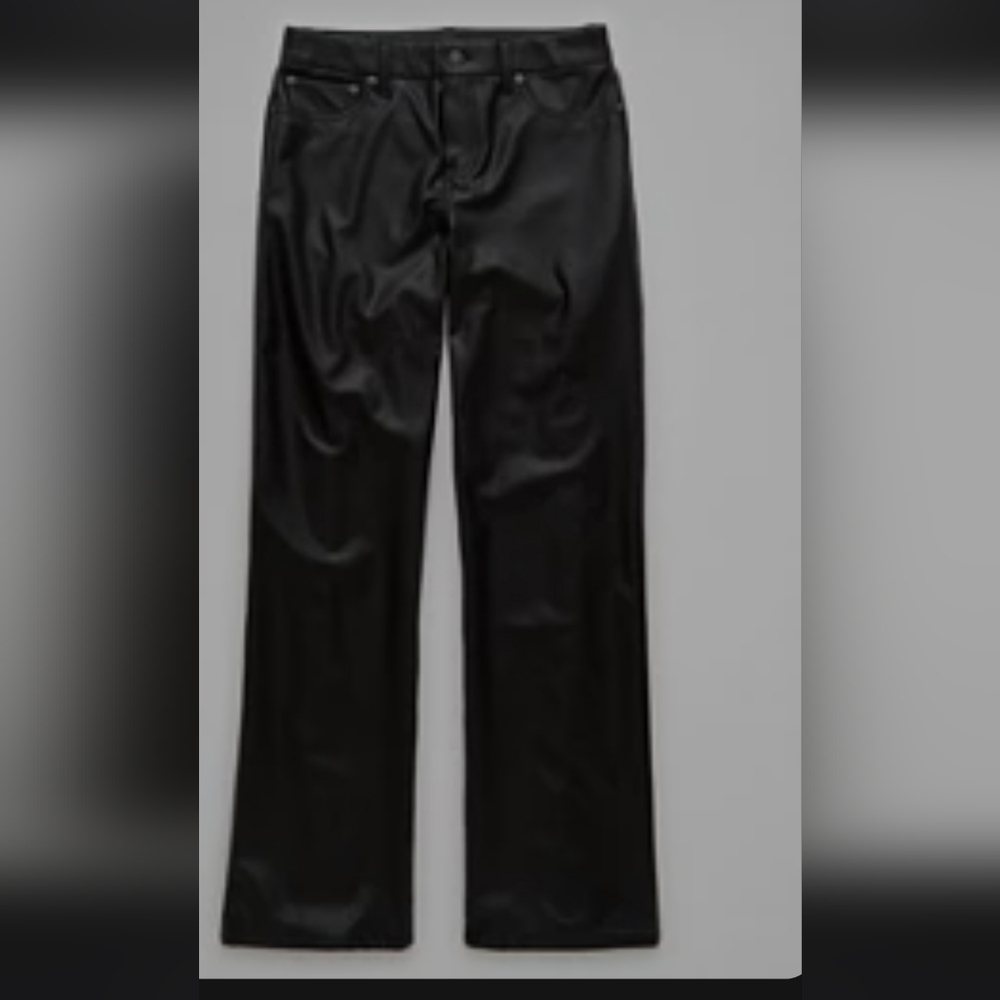 AE Stretch Curvy Vegan Leather High-Waisted Stovepipe Pant 8 Long